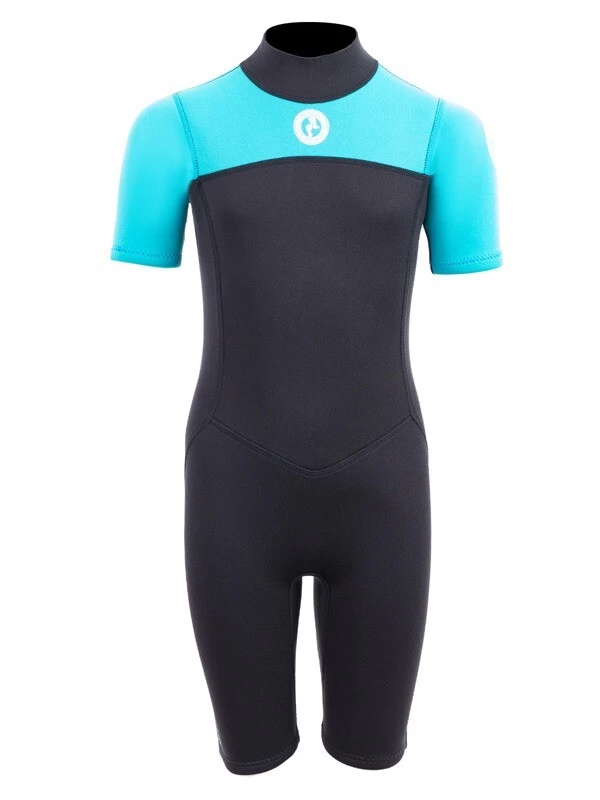 Two Bare Feet Thunderclap 2.5mm Junior Shorty Wetsuit (Aqua / Black) 3 Two Bare Feet Thunderclap 2.5mm Junior Shorty Wetsuit (Aqua / Black)