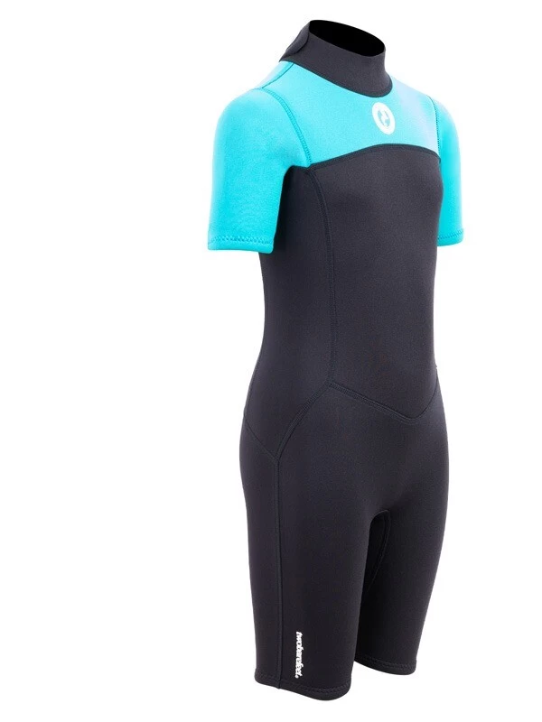 Two Bare Feet Thunderclap 2.5mm Junior Shorty Wetsuit (Aqua / Black) 10 Two Bare Feet Thunderclap 2.5mm Junior Shorty Wetsuit (Aqua / Black) - Image 8