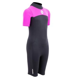 Two Bare Feet Thunderclap 2.5mm Junior Shorty Wetsuit (Pink / Black) -Surfline Shop kids thunderclap shorty wetsuit pink 8