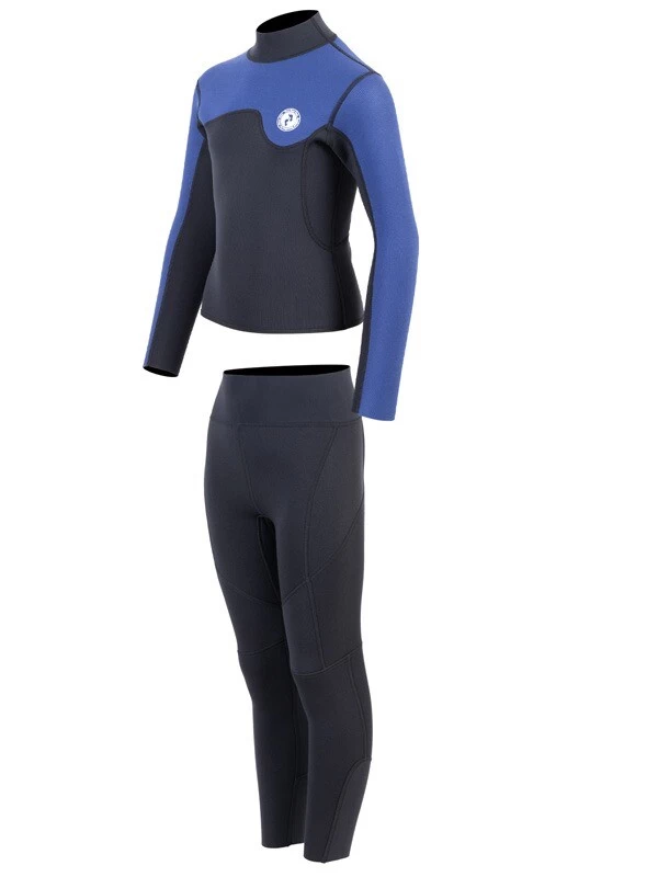 Two Bare Feet Junior Aspect Fleece Lined Zipless Thermal 2.5mm Superstretch Wetsuit Top & Pants Set (Black/Blue) 5 Two Bare Feet Junior Aspect Fleece Lined Zipless Thermal 2.5mm Superstretch Wetsuit Top & Pants Set (Black/Blue) - Image 3