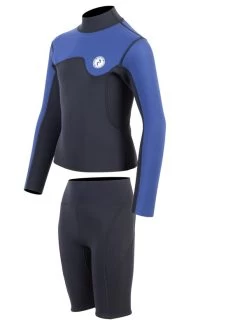 Two Bare Feet Junior Aspect Fleece Lined Zipless Thermal 2.5mm Superstretch Wetsuit Top & Shorts Set (Black/Blue) 12 Two Bare Feet Junior Aspect Fleece Lined Zipless Thermal 2.5mm Superstretch Wetsuit Top & Shorts Set (Black/Blue) -Surfline Shop kqw6ct v