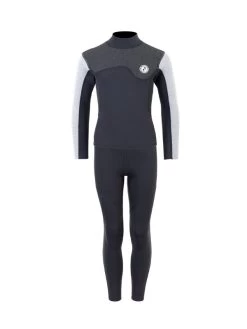 Two Bare Feet Junior Aspect Fleece Lined Zipless Thermal 2.5mm Superstretch Wetsuit Top & Pants Set (Black/Grey/Grey)