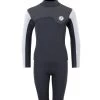 Two Bare Feet Junior Aspect Fleece Lined Zipless Thermal 2.5mm Superstretch Wetsuit Top & Shorts Set (Black/Grey/Grey) -Surfline Shop kzgrau x
