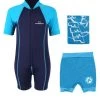 Deluxe Baby Swim Kit - Lycra Arm Wetsuit + Nappy Shorts + Towel (Aqua) 2 Deluxe Baby Swim Kit - Lycra Arm Wetsuit + Nappy Shorts + Towel (Aqua) -Surfline Shop lycra arm aqua6 1