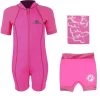 Deluxe Baby Swim Kit - Lycra Arm Wetsuit + Nappy Shorts + Towel (Pink) 2 Deluxe Baby Swim Kit - Lycra Arm Wetsuit + Nappy Shorts + Towel (Pink) -Surfline Shop lycra arm pink 5