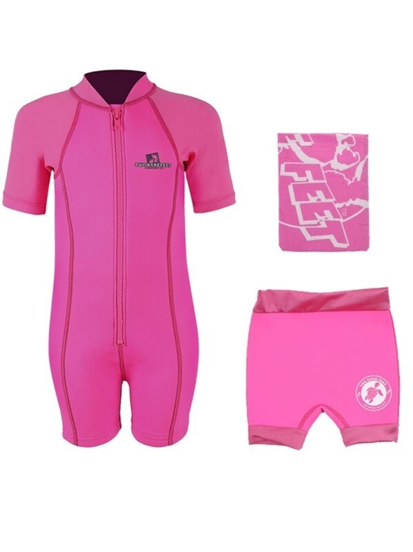 Deluxe Baby Swim Kit - Lycra Arm Wetsuit + Nappy Shorts + Towel (Pink) 3 Deluxe Baby Swim Kit - Lycra Arm Wetsuit + Nappy Shorts + Towel (Pink)