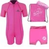 Premier Baby Swim Kit - Lycra Arm Wetsuit + Nappy Shorts + Towel + Bag (Pink) -Surfline Shop lycra arm pink 8