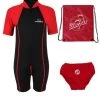 Deluxe Baby Swim Kit - Lycra Arm Wetsuit + Swim Nappy + Bag (Red) 1 Deluxe Baby Swim Kit - Lycra Arm Wetsuit + Swim Nappy + Bag (Red) -Surfline Shop lycra arm red 3