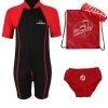 Premier Baby Swim Kit - Lycra Arm Wetsuit + Swim Nappy + Towel + Bag (Red) -Surfline Shop lycra arm red 9