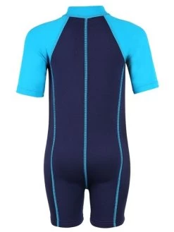 Deluxe Baby Swim Kit - Lycra Arm Wetsuit + Nappy Shorts + Bag (Aqua) -Surfline Shop lycra armed baby blue.aqua back 1 1 1
