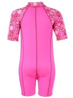 Essentials Baby Swim Kit - Patterned Lycra Arm Wetsuit + Nappy Shorts (Pink) 7 Essentials Baby Swim Kit - Patterned Lycra Arm Wetsuit + Nappy Shorts (Pink) -Surfline Shop lycra armed baby patterned pink back 2