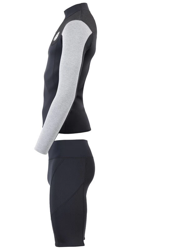 Two Bare Feet Mens Aspect Fleece Lined Zipless Thermal 2.5mm Superstretch Wetsuit Top & Shorts Set (Black/Grey/Grey) 6 Two Bare Feet Mens Aspect Fleece Lined Zipless Thermal 2.5mm Superstretch Wetsuit Top & Shorts Set (Black/Grey/Grey) - Image 4