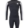 Two Bare Feet Mens Aspect Fleece Lined Zipless Thermal 2.5mm Superstretch Wetsuit Top & Shorts Set (Black/Grey/Grey)