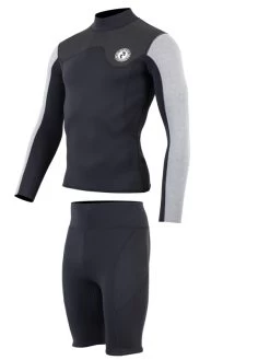 Two Bare Feet Mens Aspect Fleece Lined Zipless Thermal 2.5mm Superstretch Wetsuit Top & Shorts Set (Black/Grey/Grey) 12 Two Bare Feet Mens Aspect Fleece Lined Zipless Thermal 2.5mm Superstretch Wetsuit Top & Shorts Set (Black/Grey/Grey) -Surfline Shop m0v21b b