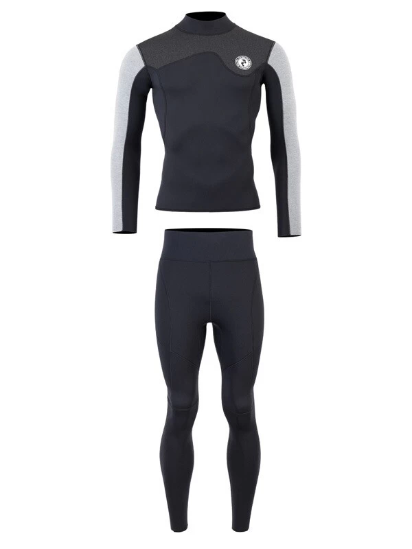 Two Bare Feet Mens Aspect Fleece Lined Zipless Thermal 2.5mm Superstretch Wetsuit Top & Pants Set (Black/Grey/Grey) 4 Two Bare Feet Mens Aspect Fleece Lined Zipless Thermal 2.5mm Superstretch Wetsuit Top & Pants Set (Black/Grey/Grey) - Image 2