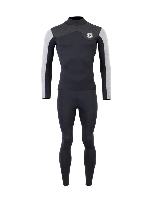 Two Bare Feet Mens Aspect Fleece Lined Zipless Thermal 2.5mm Superstretch Wetsuit Top & Pants Set (Black/Grey/Grey) 3 Two Bare Feet Mens Aspect Fleece Lined Zipless Thermal 2.5mm Superstretch Wetsuit Top & Pants Set (Black/Grey/Grey)