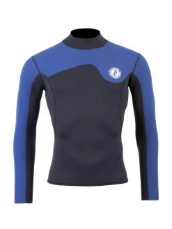 Two Bare Feet Mens Aspect Back Zip 2.5mm Wetsuit Jacket (Black/Blue)