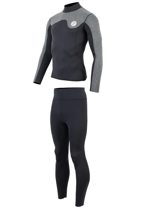 Two Bare Feet Mens Aspect Back Zip 2.5mm Wetsuit Jacket & Pants Set (Black/Grey) - Image 3
