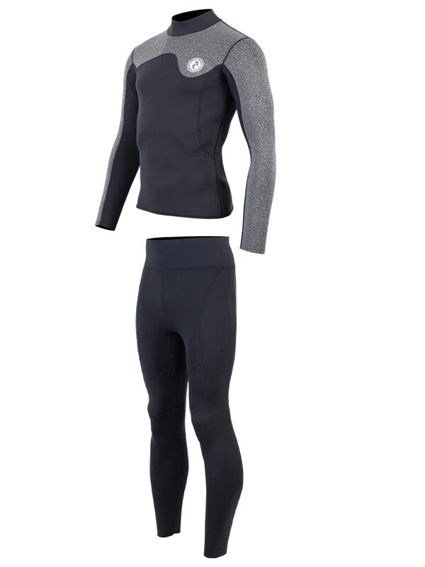 Two Bare Feet Mens Aspect Fleece Lined Zipless Thermal 2.5mm Superstretch Wetsuit Top & Pants Set (Black/Grey) 5 Two Bare Feet Mens Aspect Fleece Lined Zipless Thermal 2.5mm Superstretch Wetsuit Top & Pants Set (Black/Grey) - Image 3