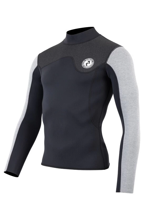 Two Bare Feet Mens Aspect Fleece Lined Zipless Thermal 2.5mm Superstretch Wetsuit Top (Black/Grey/Grey) 4 Two Bare Feet Mens Aspect Fleece Lined Zipless Thermal 2.5mm Superstretch Wetsuit Top (Black/Grey/Grey) - Image 2