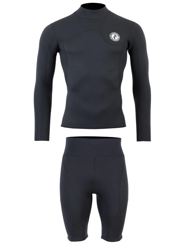 Two Bare Feet Mens Aspect Fleece Lined Zipless Thermal 2.5mm Superstretch Wetsuit Top & Shorts Set (Black) 4 Two Bare Feet Mens Aspect Fleece Lined Zipless Thermal 2.5mm Superstretch Wetsuit Top & Shorts Set (Black) - Image 2