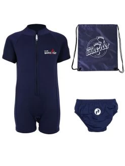 Deluxe Baby Swim Set - Classic Wetsuit + Swim Nappy + Bag (Blue)