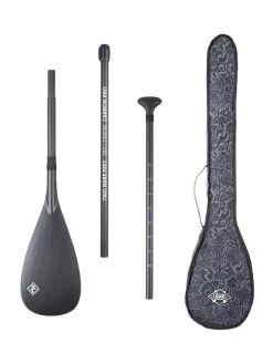 Two Bare Feet 3 Piece Carbon Pro SUP Paddle & Bag Package (Black)