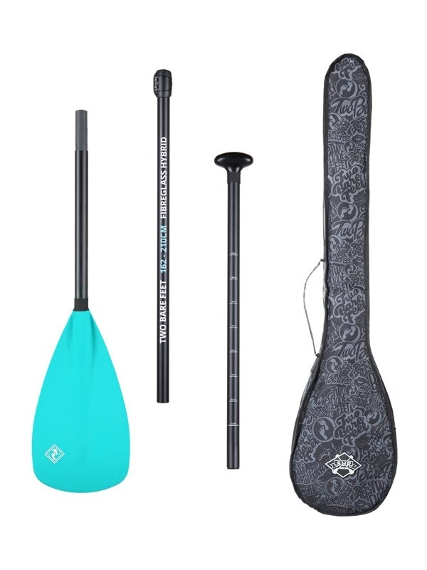 Two Bare Feet 3 Piece Fibreglass Hybrid SUP Paddle & Bag Package (Aqua) 3 Two Bare Feet 3 Piece Fibreglass Hybrid SUP Paddle & Bag Package (Aqua)