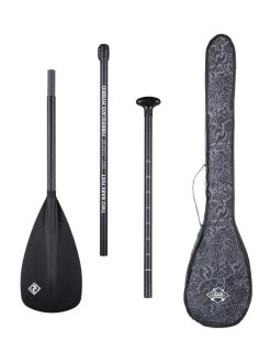 Two Bare Feet 3 Piece Fibreglass Hybrid SUP Paddle & Bag Package (Black)