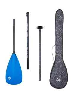 Two Bare Feet 3 Piece Fibreglass Hybrid SUP Paddle & Bag Package (Blue)