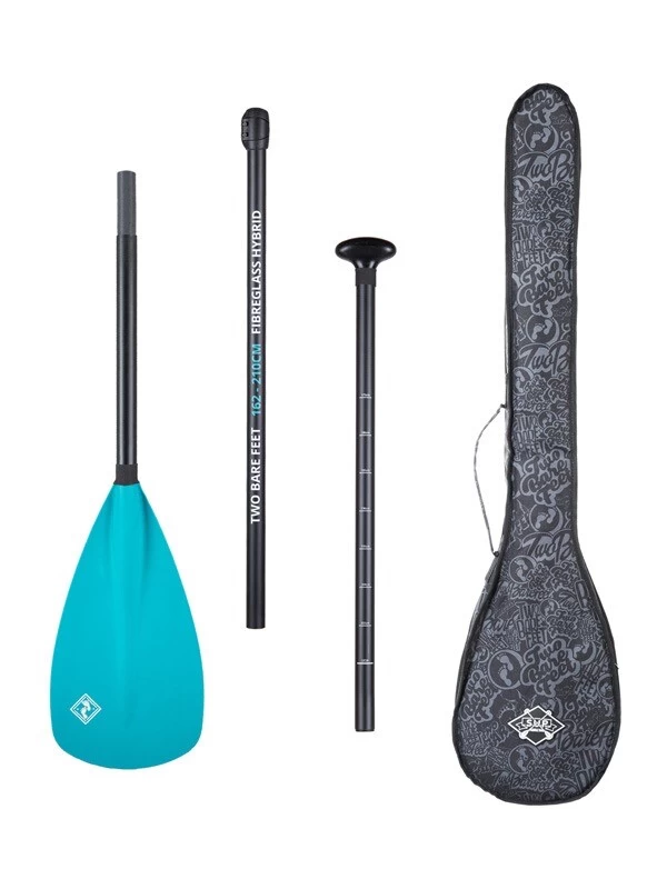 Two Bare Feet 3 Piece Fibreglass Hybrid SUP Paddle & Bag Package (Teal) 3 Two Bare Feet 3 Piece Fibreglass Hybrid SUP Paddle & Bag Package (Teal)