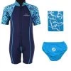 Deluxe Baby Swim Kit - Patterned Lycra Arm Wetsuit + Swim Nappy + Towel (Aqua) 1 Deluxe Baby Swim Kit - Patterned Lycra Arm Wetsuit + Swim Nappy + Towel (Aqua) -Surfline Shop patterend lycra arm blue 4