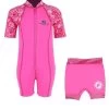 Essentials Baby Swim Kit - Patterned Lycra Arm Wetsuit + Nappy Shorts (Pink) -Surfline Shop patterend lycra arm pink