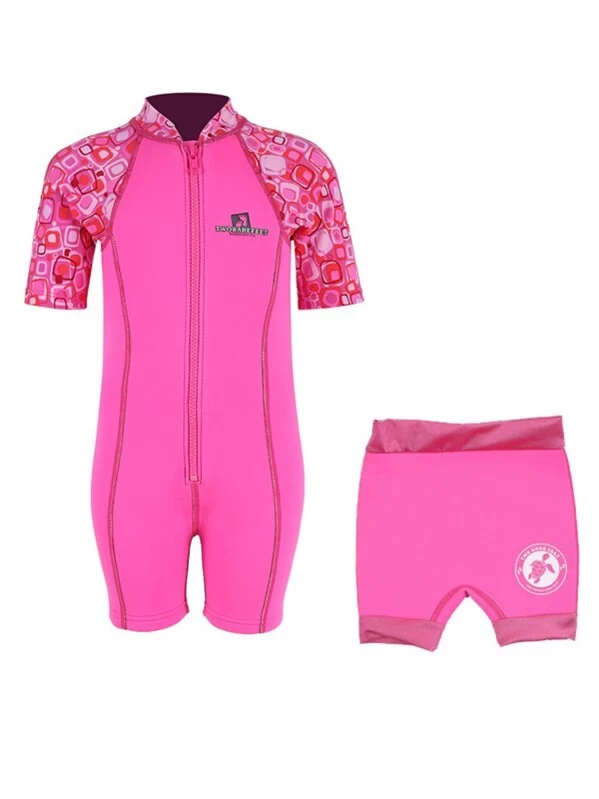 Essentials Baby Swim Kit - Patterned Lycra Arm Wetsuit + Nappy Shorts (Pink) 3 Essentials Baby Swim Kit - Patterned Lycra Arm Wetsuit + Nappy Shorts (Pink)