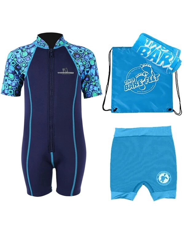 Premier Baby Swim Kit - Patterned Lycra Arm Wetsuit + Nappy Shorts + Towel + Bag (Aqua) 3 Premier Baby Swim Kit - Patterned Lycra Arm Wetsuit + Nappy Shorts + Towel + Bag (Aqua)