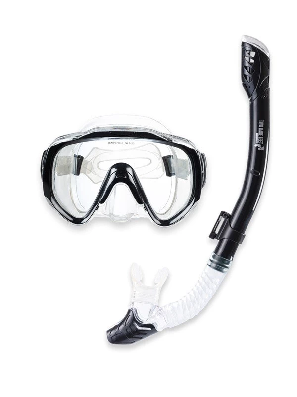 Pro Dive Series Silicone Mask, Dry Top Snorkel & F70 Fins 3 Piece Set 2 (Black) - Image 2