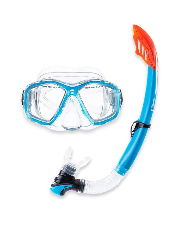 Two Bare Feet Adult PVC Mask, Snorkel & F70 Fins 3 Piece Set (Aqua) 4 Two Bare Feet Adult PVC Mask, Snorkel & F70 Fins 3 Piece Set (Aqua) - Image 2