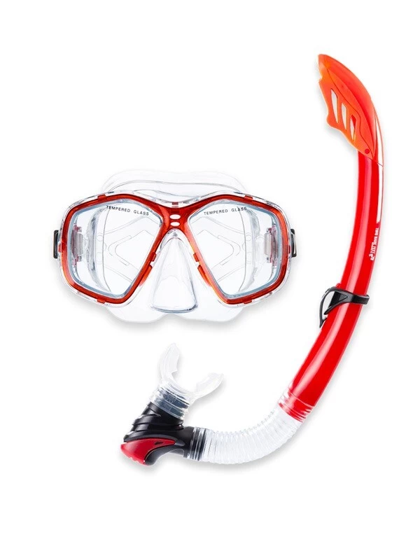 PVC Mask Snorkel & F52 Fins 3pc Set (Red) 4 PVC Mask Snorkel & F52 Fins 3pc Set (Red) - Image 2
