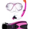 Two Bare Feet Adult PVC Mask, Snorkel & F70 Fins 3 Piece Set (Pink) 1 Two Bare Feet Adult PVC Mask, Snorkel & F70 Fins 3 Piece Set (Pink) -Surfline Shop pvc mask snorkel f70 fins 3pc set pink