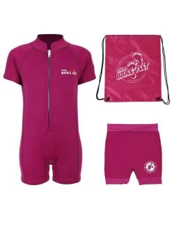 Deluxe Baby Swim Kit - Classic Wetsuit + Nappy Shorts + Bag (Raspberry)
