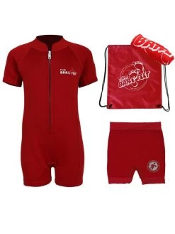 Premier Baby Swim Kit - Classic Wetsuit + Nappy Shorts + Towel + Bag (Red)