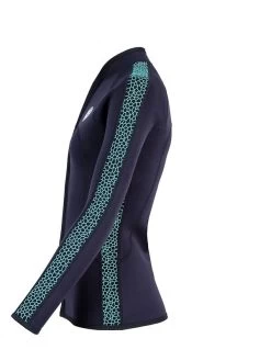 Two Bare Feet Womens Silicone Print Series Full Zip 2.5mm Wetsuit Jacket (Black/Mint) -Surfline Shop silicone series jacket mint 3