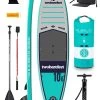 Two Bare Feet Sport Air (Allround) 10'6" X 33" X 4.75" Inflatable SUP Deluxe Carbon Hybrid Pack (Teal) -Surfline Shop sport air 10 6 teal carbon hybrid pack