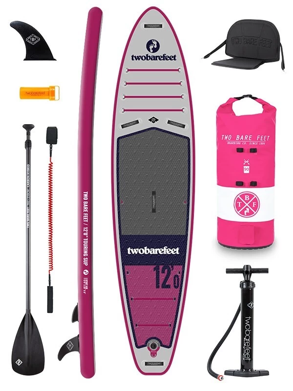 Two Bare Feet Sport Air (Touring) 12'0" X 33" X 6" Inflatable SUP Deluxe Carbon Hybrid Pack (Raspberry) 3 Two Bare Feet Sport Air (Touring) 12'0" X 33" X 6" Inflatable SUP Deluxe Carbon Hybrid Pack (Raspberry)