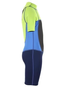 Two Bare Feet Squadron 3/2mm Junior Shorty Wetsuit (Lime/Blue/Blue) -Surfline Shop squadron kids short arms short legs green blue navy 7