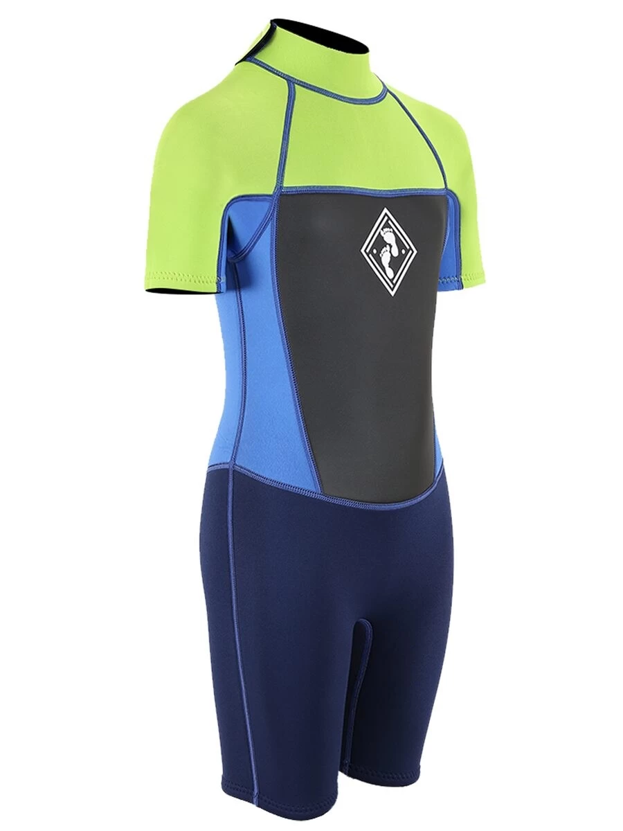 Two Bare Feet Squadron 3/2mm Junior Shorty Wetsuit (Lime/Blue/Blue) - Image 8