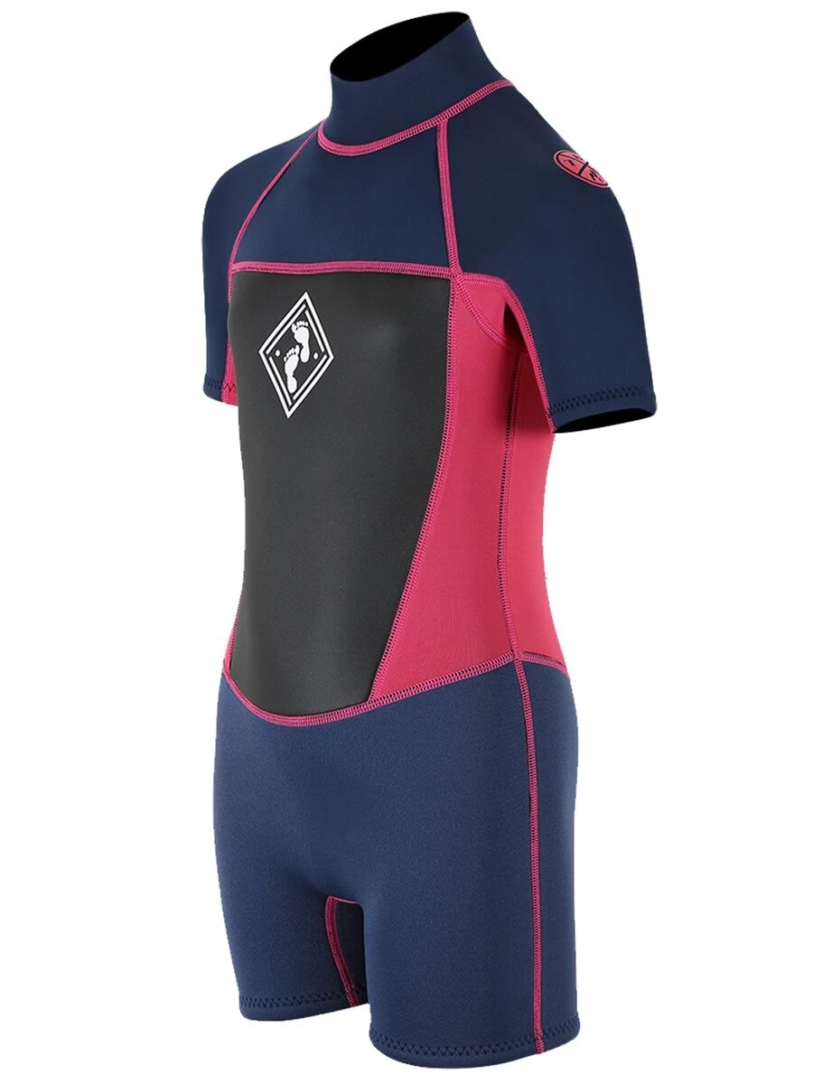 Two Bare Feet Squadron 3/2mm Junior Shorty Wetsuit (Blue/Fuchsia) 4 Two Bare Feet Squadron 3/2mm Junior Shorty Wetsuit (Blue/Fuchsia) - Image 2