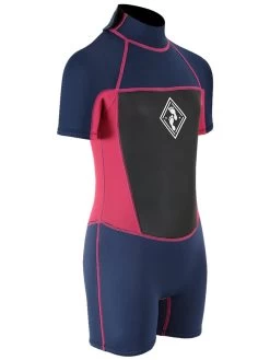 Two Bare Feet Squadron 3/2mm Junior Shorty Wetsuit (Blue/Fuchsia) 17 Two Bare Feet Squadron 3/2mm Junior Shorty Wetsuit (Blue/Fuchsia) -Surfline Shop squadron kids short arms short legs navy fuschia navy 8