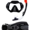 Two Bare Feet Adult Silicone Dry Top Snorkel, Silicone Mask & F70 Fins Set (Black) -Surfline Shop two bare feet adult silicone dry top snorkel mask f70 fins set m101s black