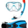 Two Bare Feet Adult Silicone Mask, Dry Top Snorkel & F70 Fins 3 Piece Set 3 (Aqua) -Surfline Shop two bare feet adult silicone mask dry top snorkel f70 fins 3 pc set 3 set 3 aqua
